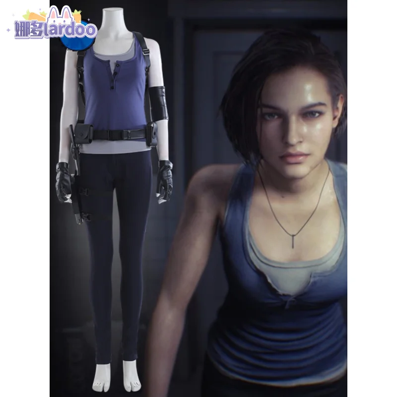 Game Jill Valentine Cosplay RE 3 Costume Women's Top Pants Suit Shoulder Bag Straps Accessories Halloween Carnival Outfit