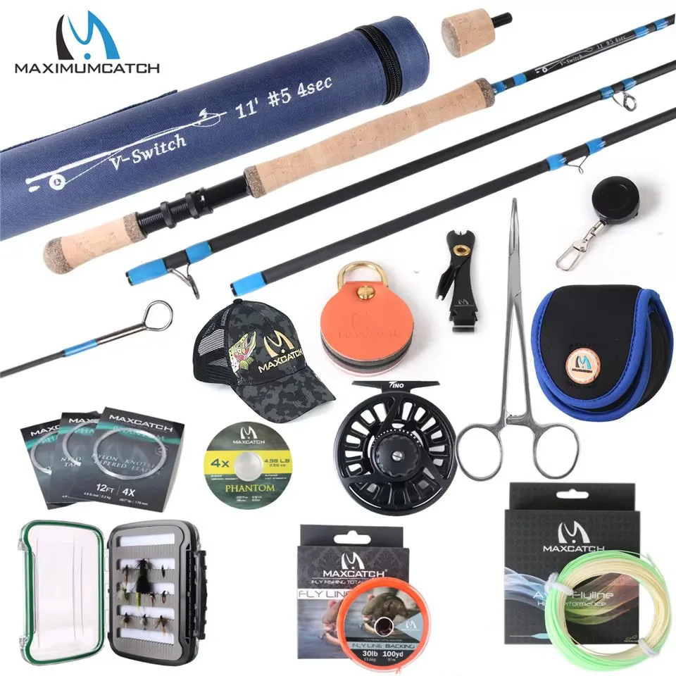 

Maximumcatch 4-8WT Switch Fly Fishing Rod Full Kit 10-11FT Moderate Fast Action Switch Fly Rod With Reel Line Combo