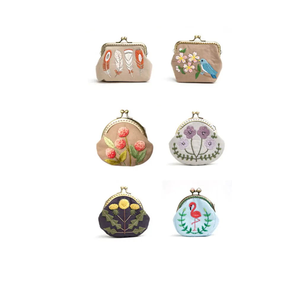 

Round Bag Diy Kit Clutch Purse Sewing Tools For Beginners With Pattern Cloth Wool Needles Frame