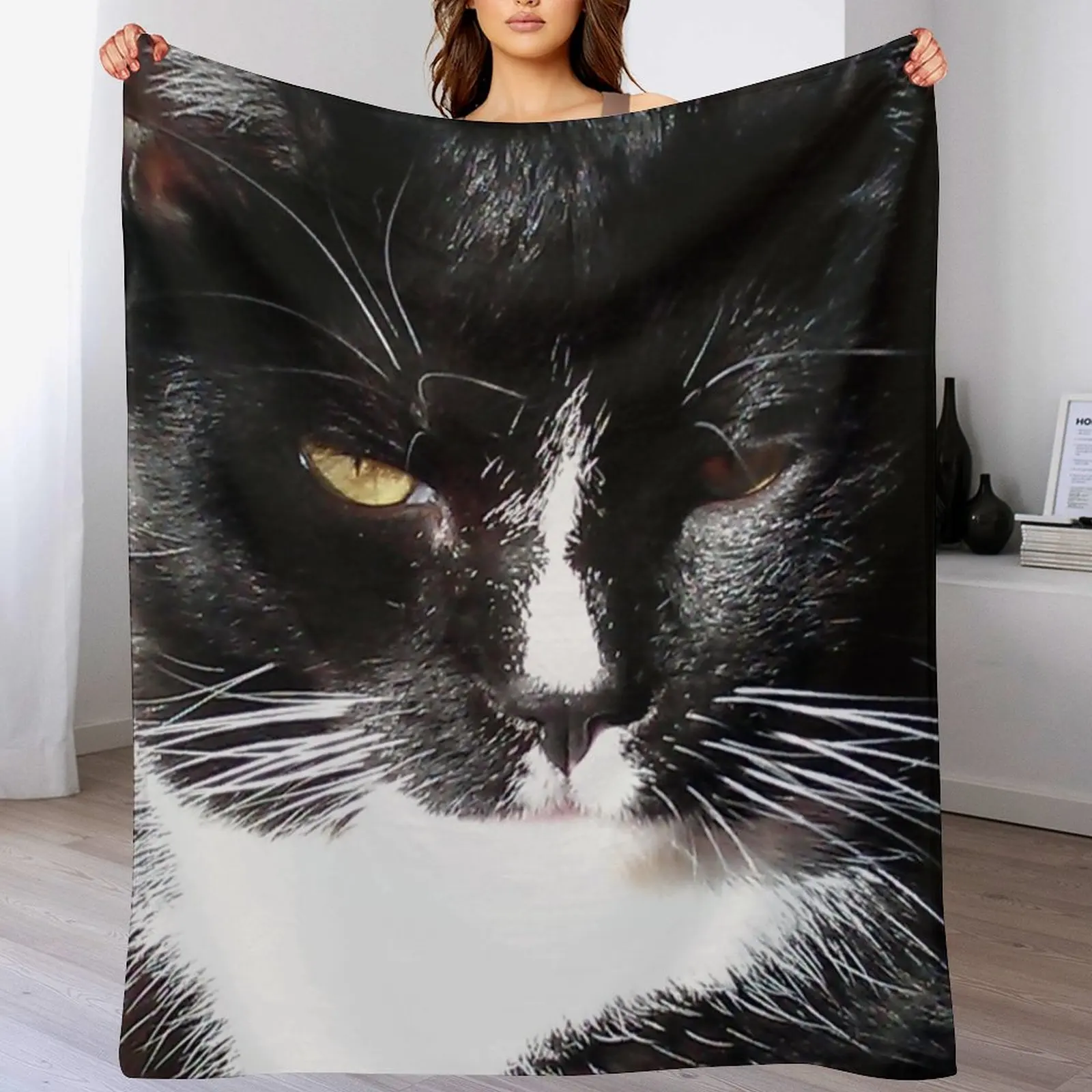 

Tuxedo Cat Throw Blanket Picnic Polar Decorative Sofas warm winter Blankets