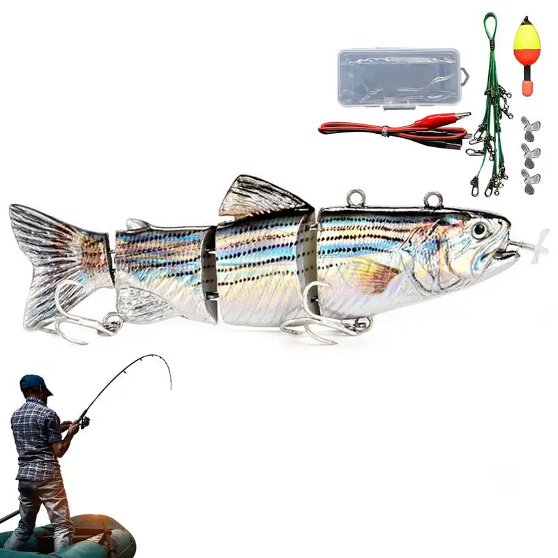 Robotic Fishing Lure Robotic Swimming Fishing Lure Realistic 4 Segment Jointed Swimbait LED Lighted Wobbler Animated Fishing