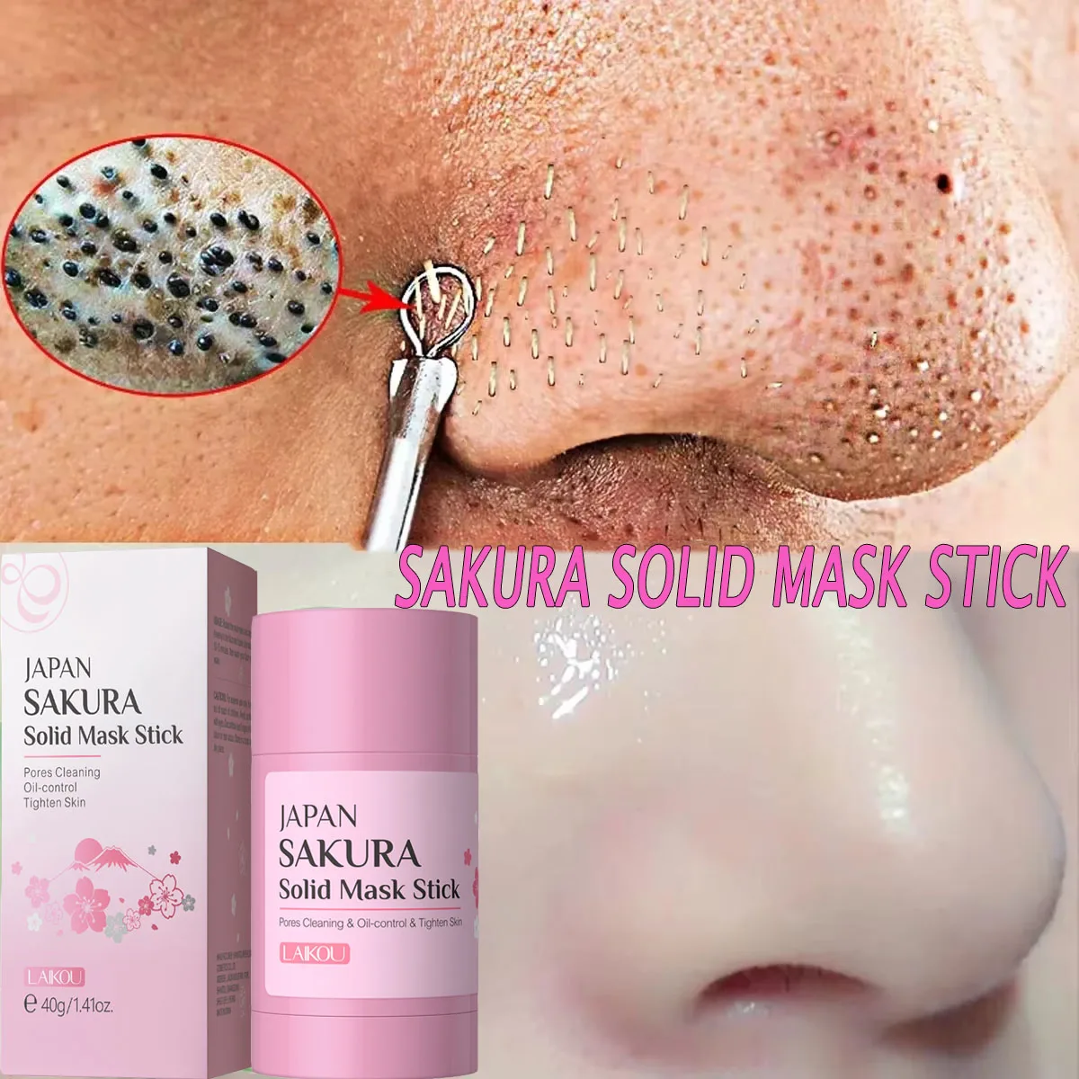 Sakura Remove Blackheads Mud Mask Shrink Pores Deep Cleansing Oil-Control Moisturizing Sleep Face Mask Care