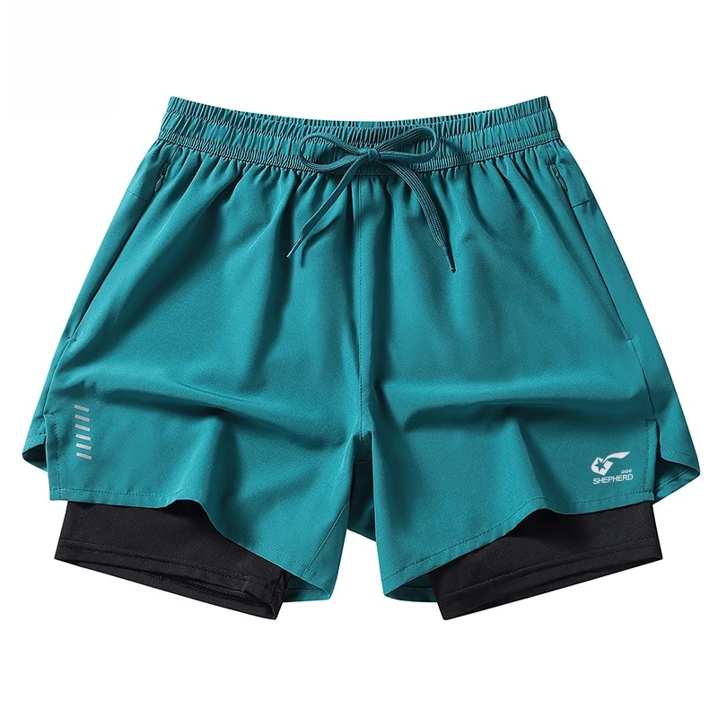 

Мужские спортивные шорты для активного отдыха и бега, быстросохнущие, дышащие, имитация двухслойных, три четверти длины, Polar Fleece