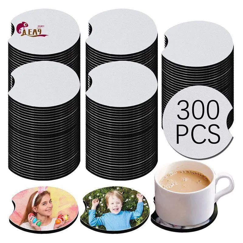 AEA9-Bulk Sublimation Coasters - 300Pcs DIY Circular Blanks For Heat Transfer Crafts, 2.75 In