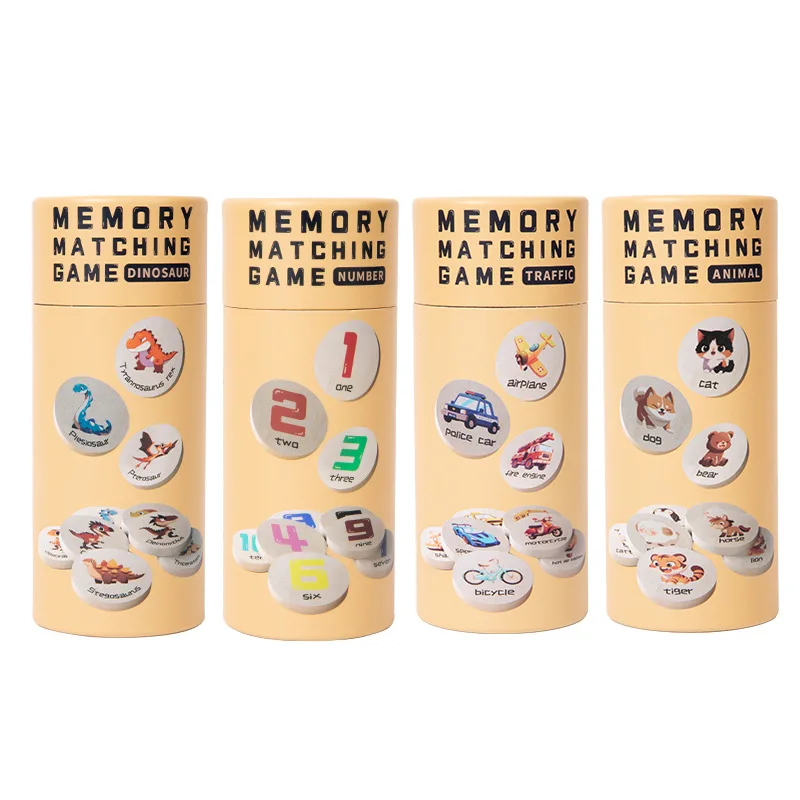 Gedächtnis-Matching-Spiel für Kinder mit Dinosauriern – Lernpuzzle aus Holz für frühes Lernen, kognitive Entwicklung