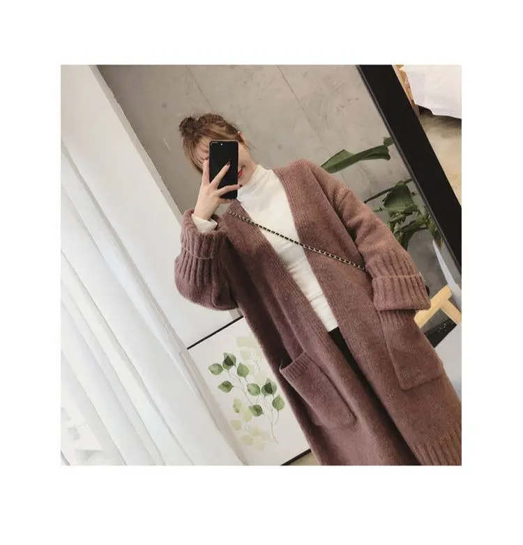 

Mid-Long Cardigans Retro Womens Autumn Turtlneck Hollowing Button-Up Jersey Urban Hip-Hop Trendy Slim-Fitting Casual Panelled OL