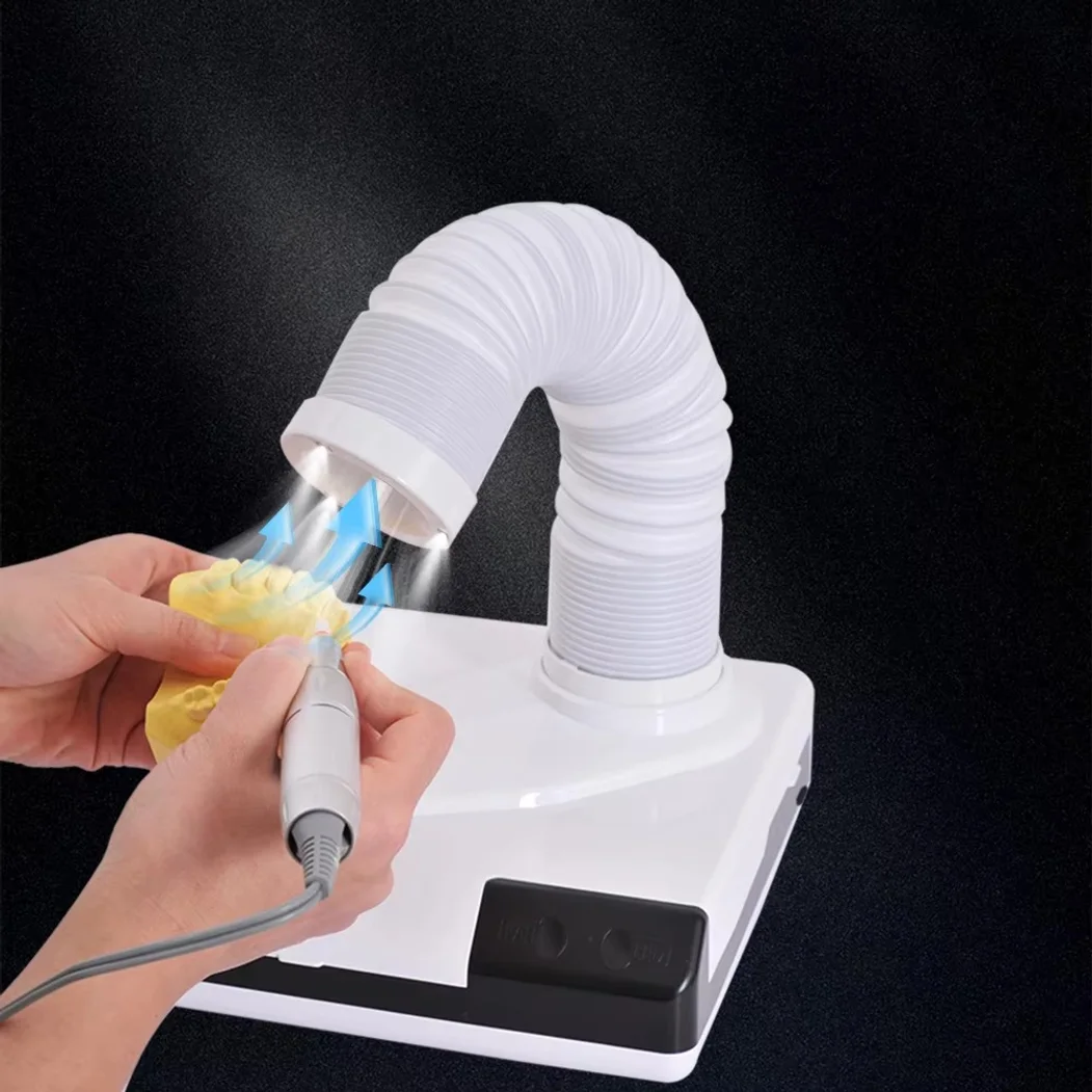 60W Dental Lab Vacuum Cleaner Dust Collector Extractor Aspirator Retractable LED Suction Machine for Table Polishing Equipment