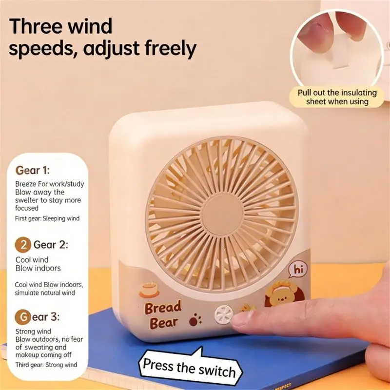 

D0AB Light Weight Portable Desk Fan with Night Light 3 Adjustable Speeds Cooling Fan