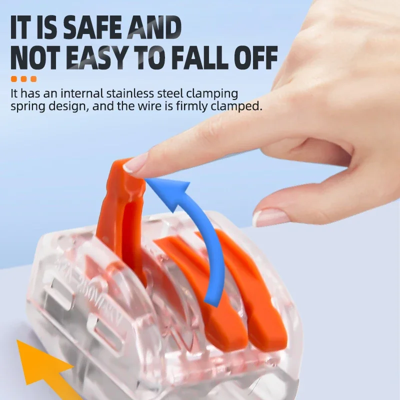 10PCS Lever Wire Quick Connectors 2 3 4 5 Ports Mini Fast Universal Compact Conductor Wiring Push in Terminal Block 2-8 Pin