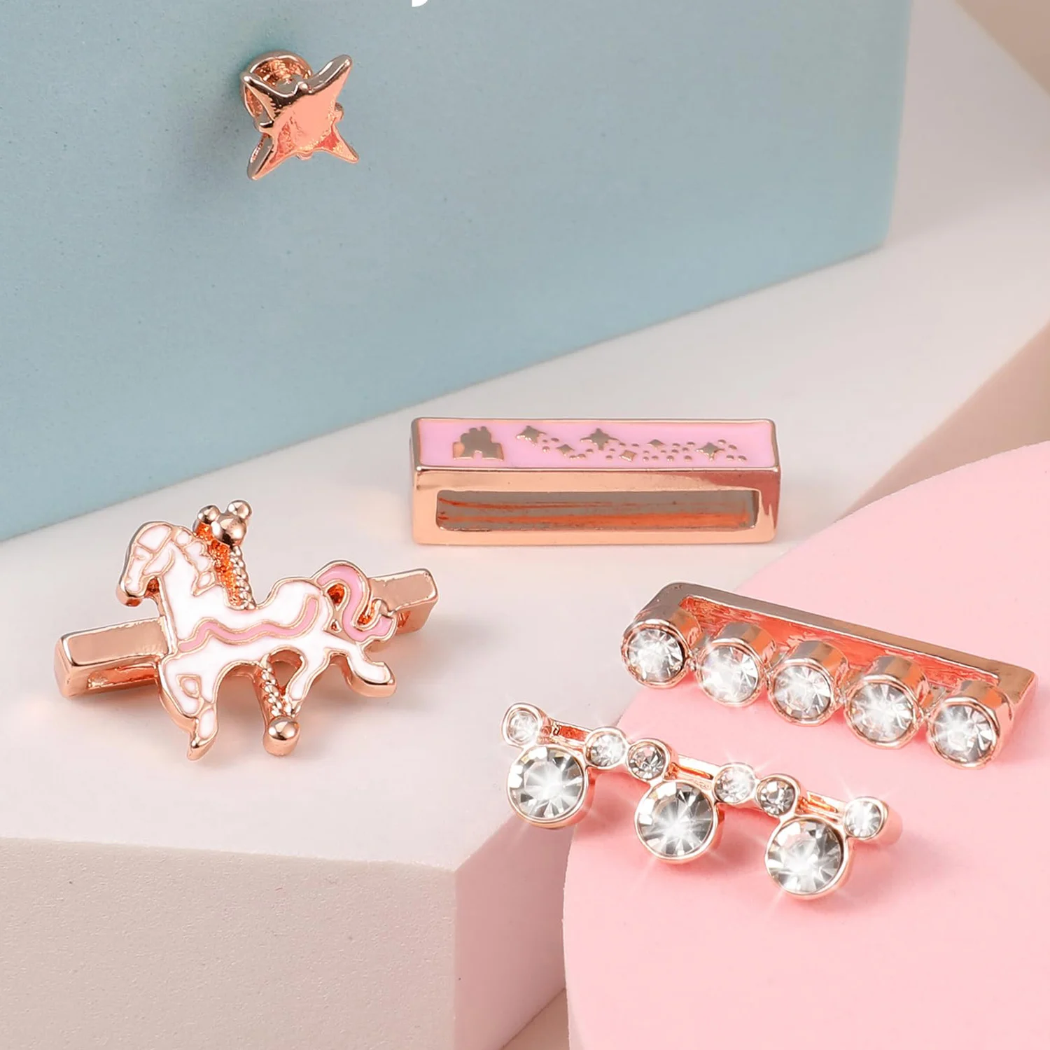 Carousel Decorative Ring Set for Apple watch silicone band Pink Bow strap charms for Smart Watch Bracelet Jewelry