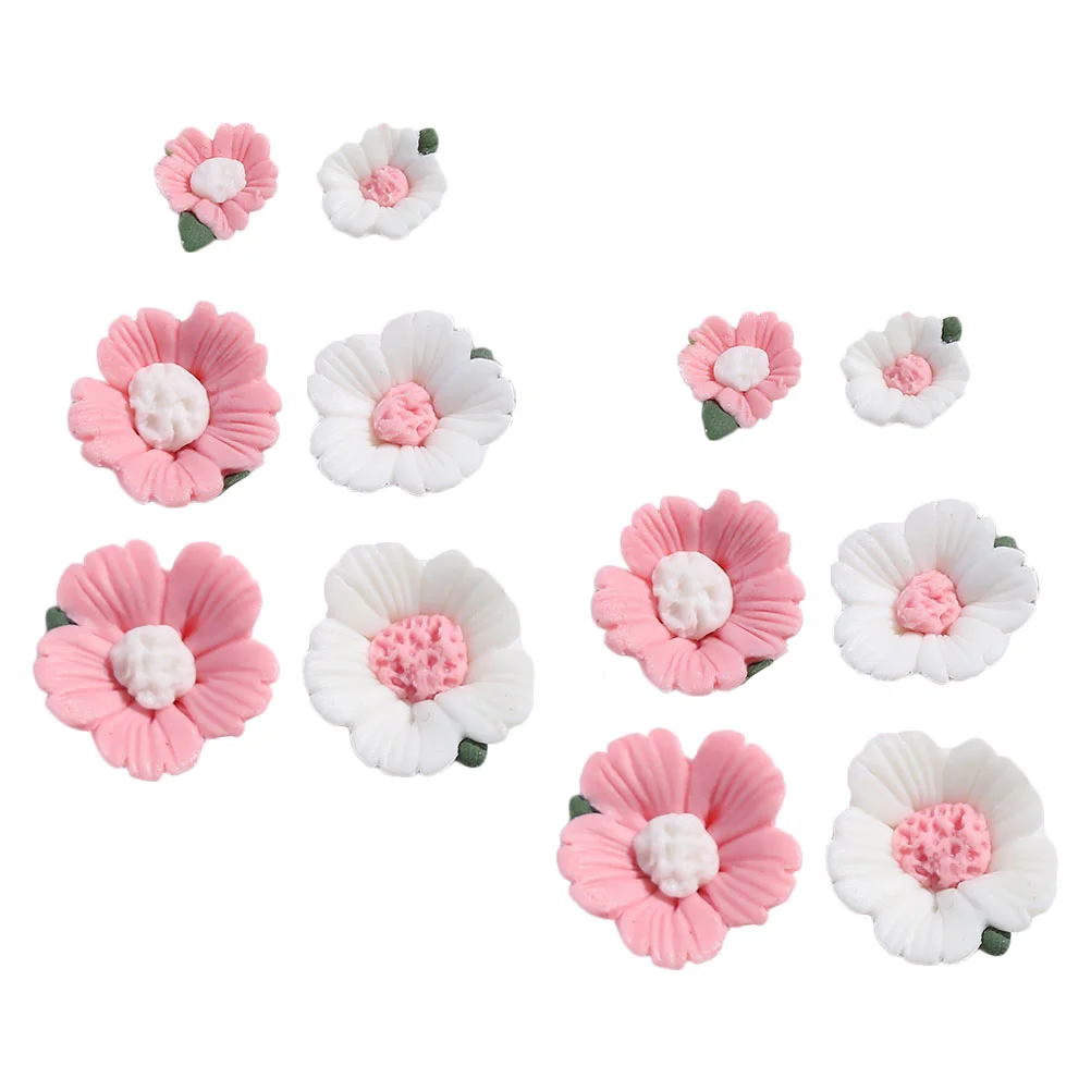 12 buah keramik Mini Cherry Blossom Charm anting-anting membuat ornamen Retro dekorasi Vintage