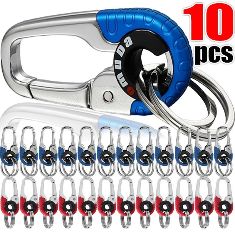 1/10 stücke männer Schlüsselbund Haken Edelstahl Schnalle Outdoor Karabiner Klettern Werkzeug Doppel Ring Angeln Schlüssel Ring Auto Zubehör