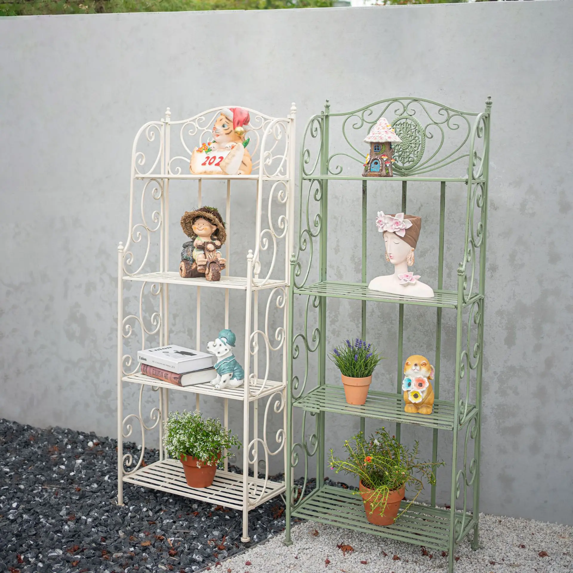 

wrought iron multi-layer balcony flower stand, floor-to-ceiling outdoor
