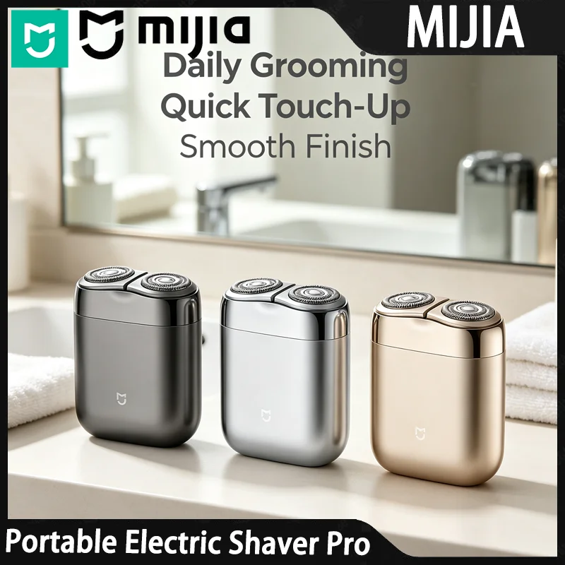Mijia Portable Electric Shaver Pro Dual‑Blade IPX7 Waterproof USB‑C Rechargeable Mini Men Beard Razor Home Travel Grooming Tool