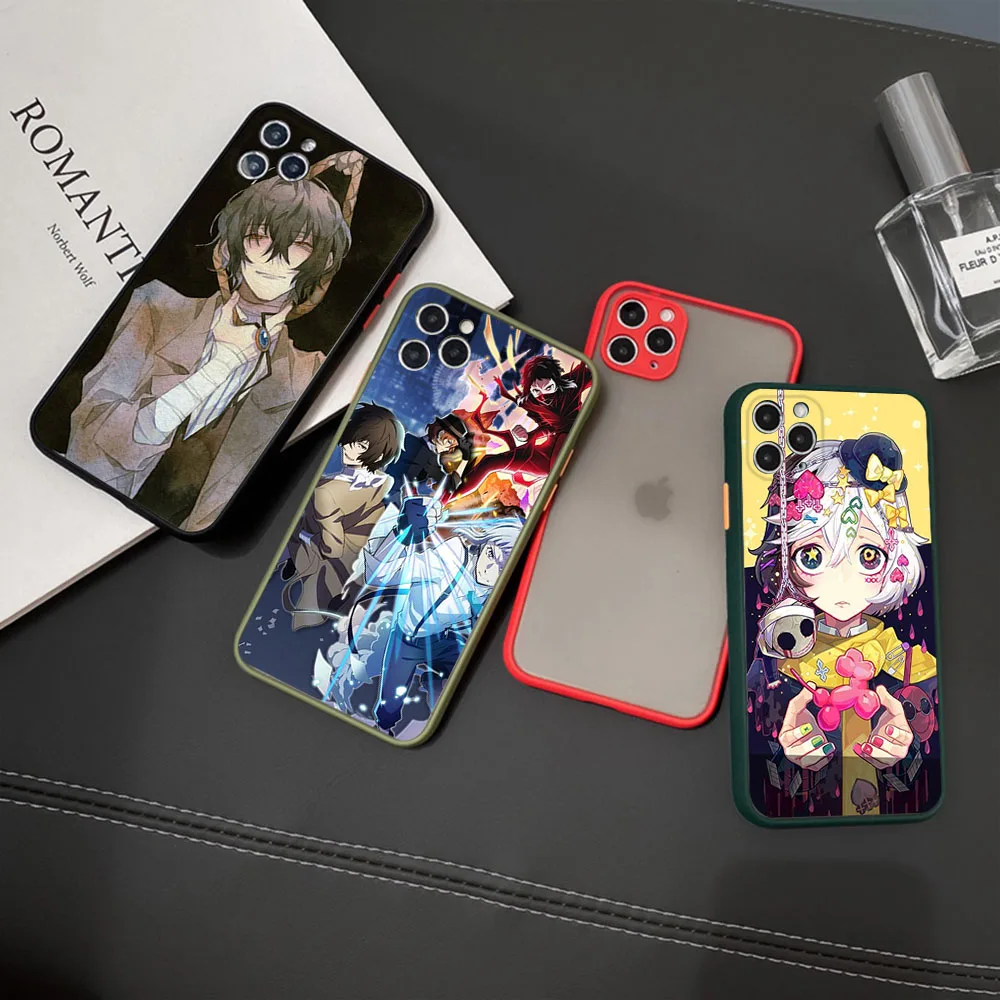 Phone Cases For iPhone 16 15 11 12 13 14 Pro Max X XR 7 8 Plus SE XS Mini Anime Bungou Stray Dogs Skin feel Translucent Cover