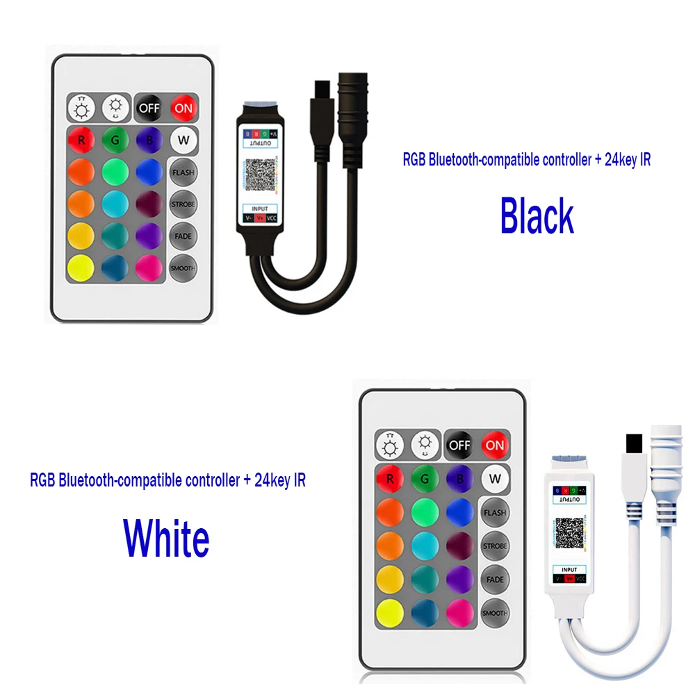 

Bluetooth-compatible DC12V-24V 24key Remote RGB Controller Music Smart APP control For 3528 2835 5050 RGB LED strip light