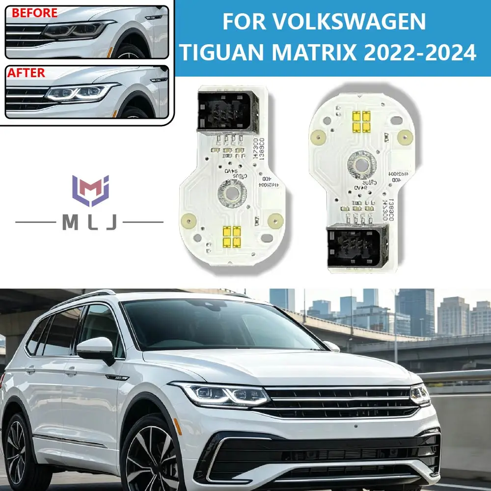 Pour Volkswagen Tiguan L Matrix 2022-2024 : Carte de circuit de source lumineuse à LED pour phares à lumière blanche, avec fonction Angel Eye et DRL, et circuit de ballast