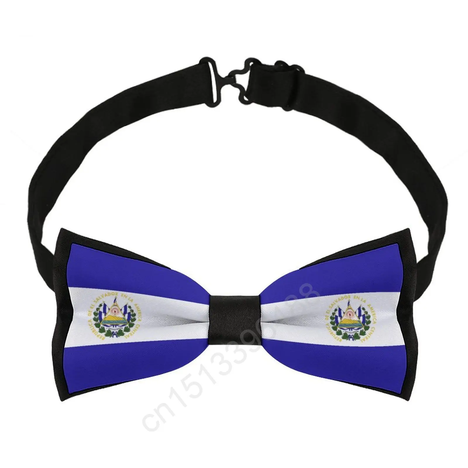 Laço casual de poliéster masculino, gravata borboleta bandeira de El Salvador, gravata com gravata para festas de casamento, nova moda