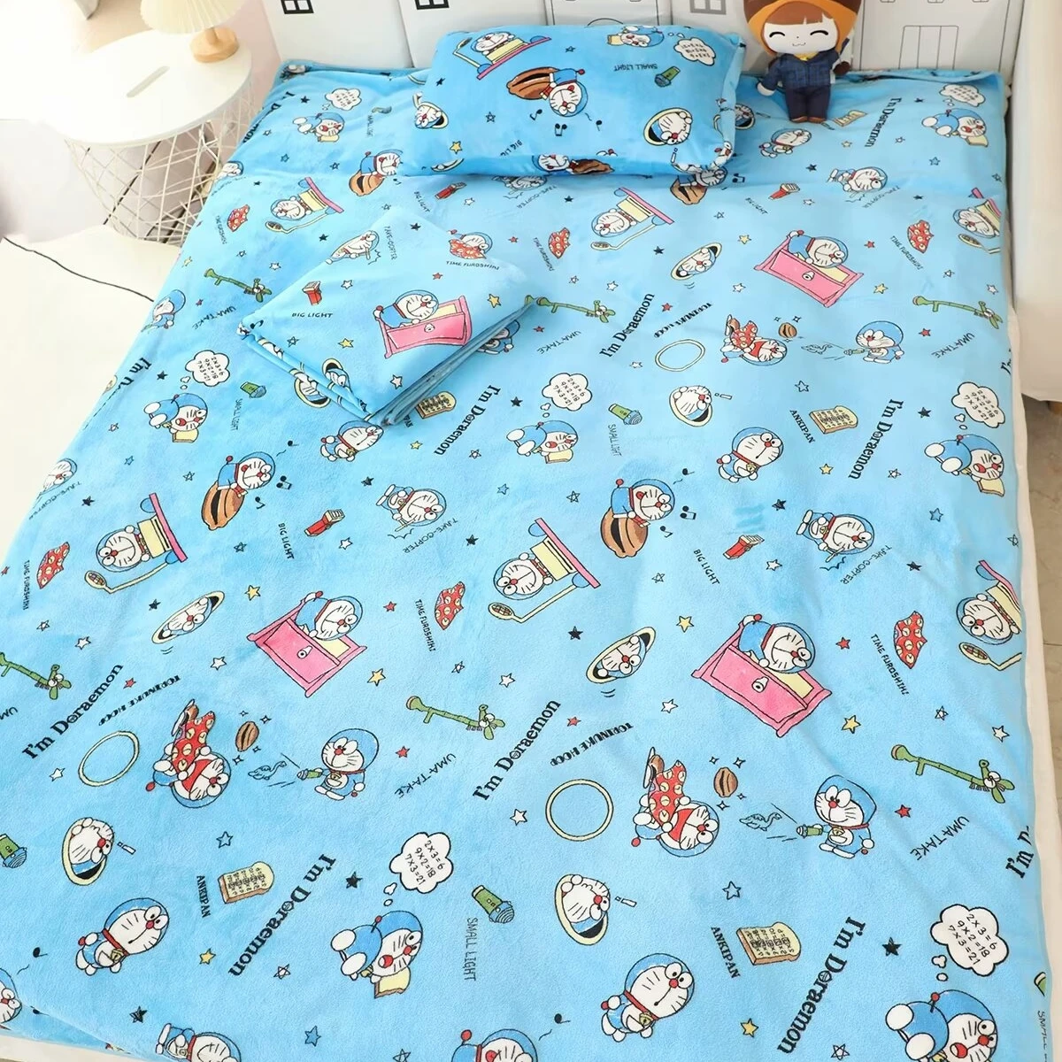 Doraemon Deken Cartoon Warme Flanellen Deken Kussensloop Mooie Anime Patroon Afdrukken Deken Sprei Slaapkamer Slaapbank Cadeau