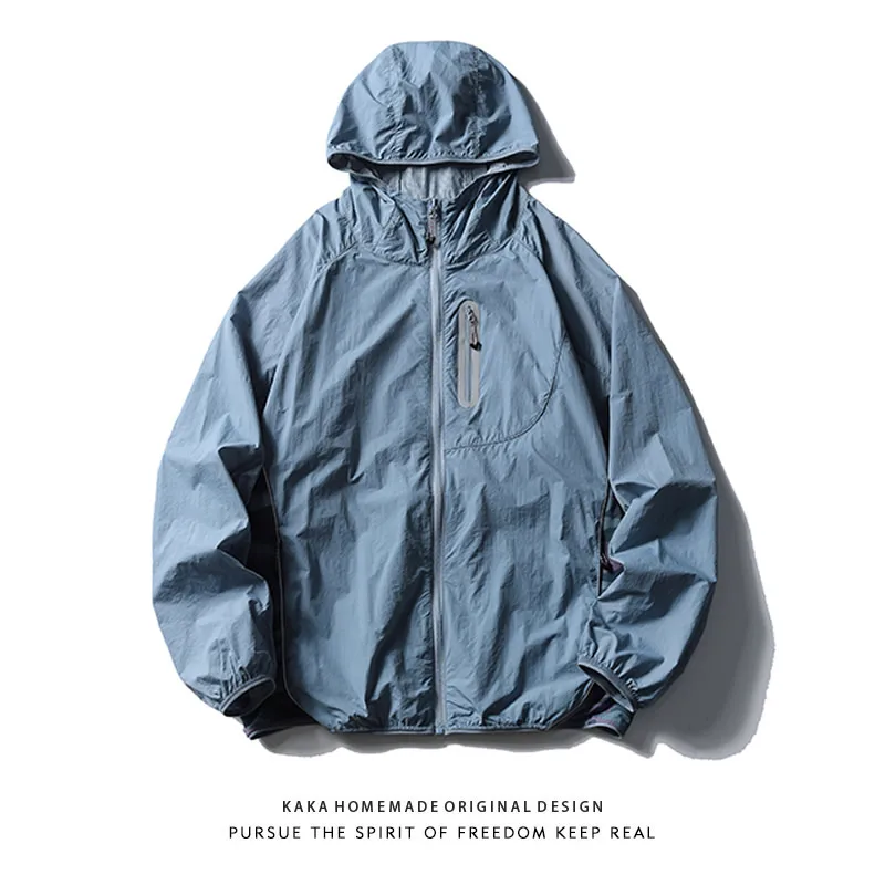 

Retro Japanese Sle Outdoor Camouflage Lightweight Qui Dry Hooded Sun Protection Clothing Men Summer Loose Casual Jaet