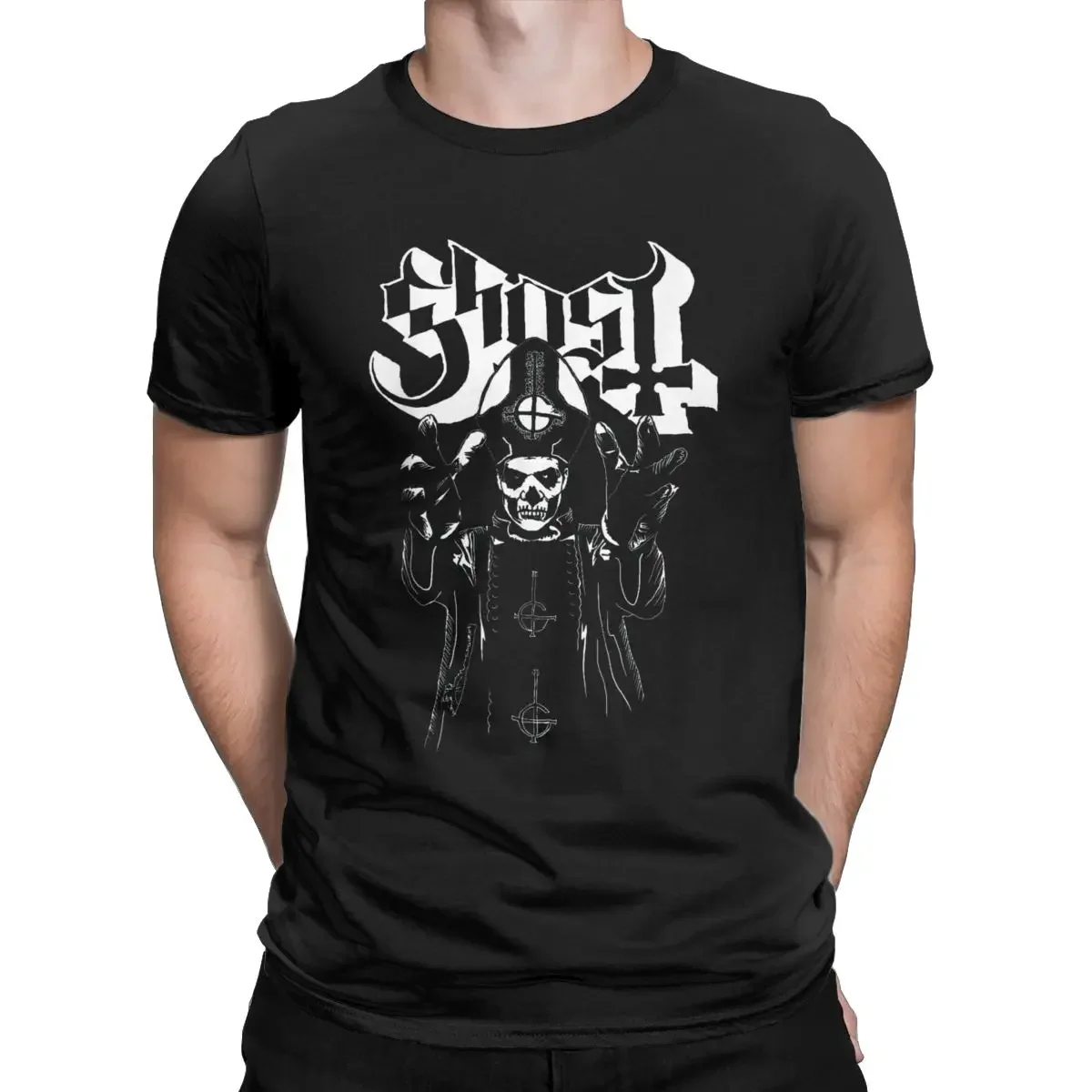 Men's T-Shirt Ghosts Band Papas Wrath Hipster Pure Cotton Tees Short Sleeve Heavy Rock Hip Hop Harajuku T Shirts Crew Neck Gift