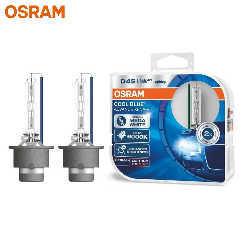 OSRAM Original Cool Blue Advance D4S 66440CBA HID Xenon Bulb 12V 35W 6000K Super White P32D-5 High Low Beam Auto Headlamp 1 Pair