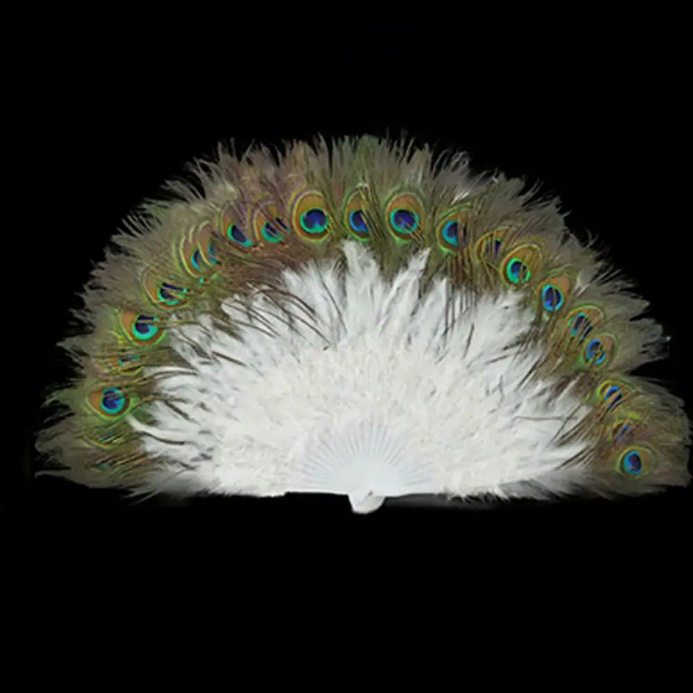 

High Quality 28 Bones Large Peacock Fur Fan 9 Colors 65cm Cheongsam Show Live Fan Fur Folding Fan Wedding Party Decoration