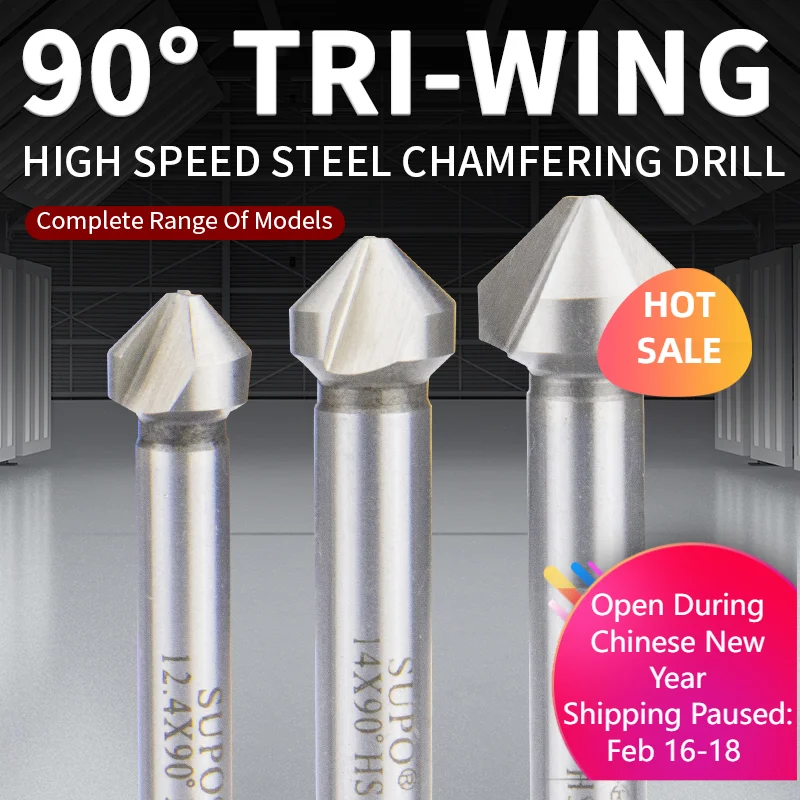 

3 флейты, 90 градусов, 4,5/5/6,3/10,4/14/16,5/20,5/30/40/50/60 мм, зенковка из быстрорежущей стали, электроинструмент для снятия фаски из дерева и стали