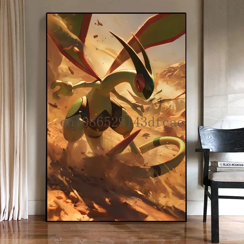 Classic Pokemon HD Canvas Painting Anime Figures Flygon Poster Print Watercolor Wall Art Picture Modern Home Decor Kids Gifts