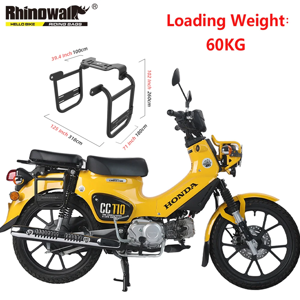 Rhinowalk Motorcycle Side Bag Stand Luggage Rack Mounting Bracket For Honda Cross Cub 110/CC110 Sadde Bag Pannier Saddle Rack