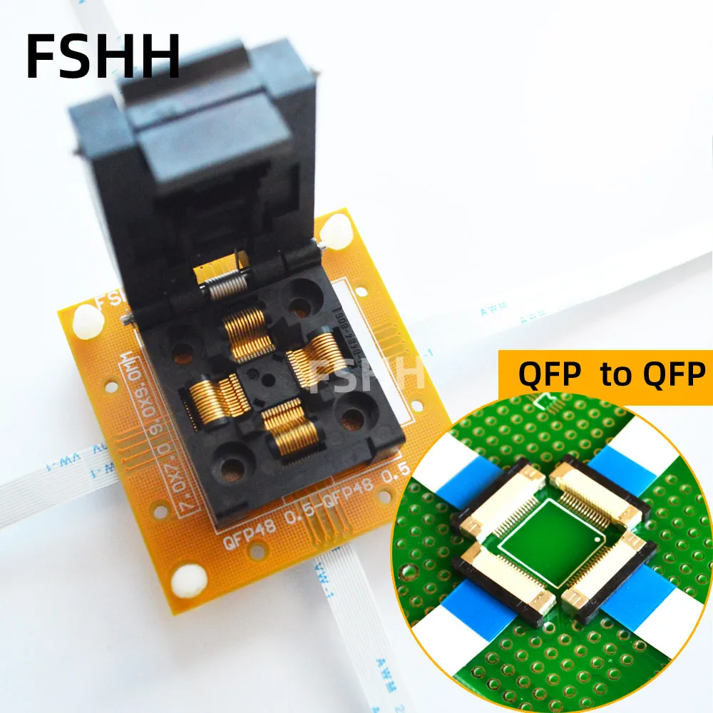 QFP48 to QFP48 test socket TQFP48 LQFP48 Pitch 0.5mm to 0.5mm chip does not need to be welded online test socket adapter