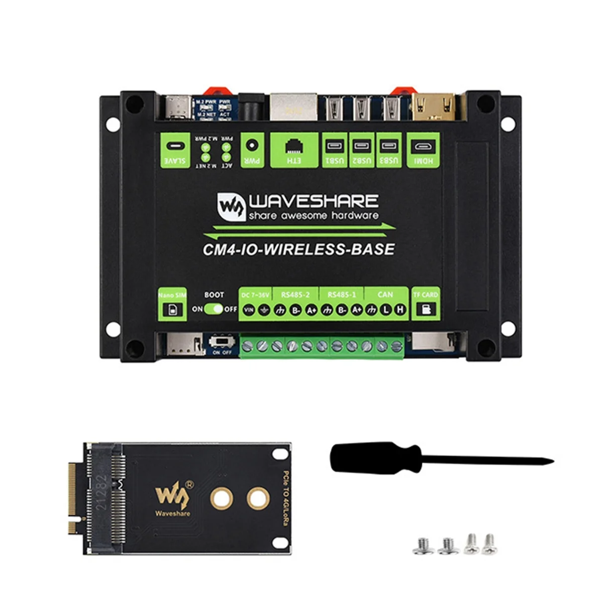 AT87-Waveshare CM4 Expansion Module Gigabit Ethernet 5G/4G Expansion Board M.2/Mini-PCIe for Raspberry Pi CM4