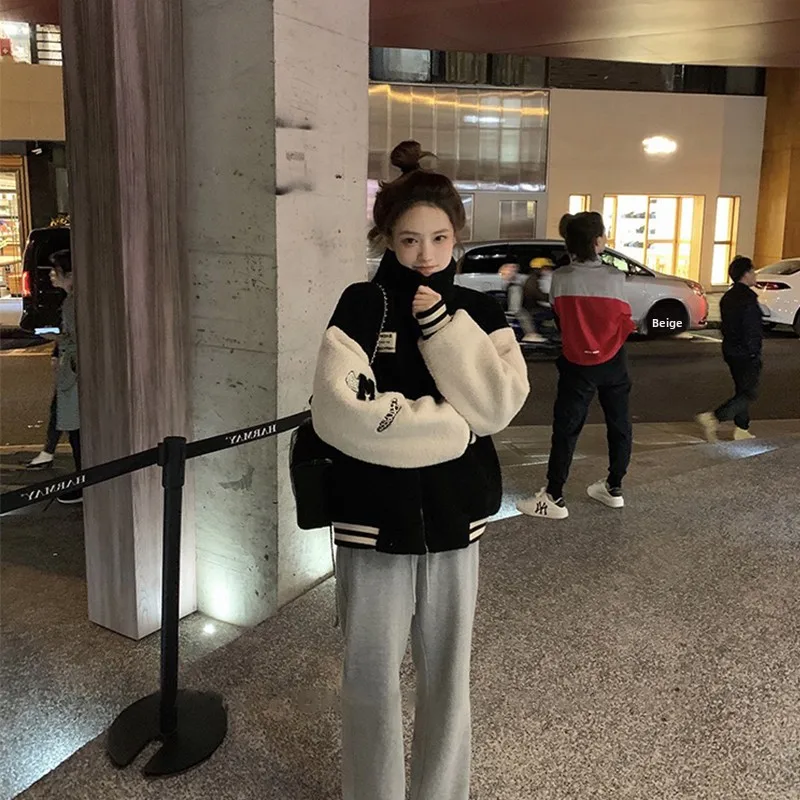 Jaet d'hiver en velours d'agneau pour filles, doublé Bla Fce, grand haut pour enfants et adolescents de 2 à 3 ans, vêtements d'extérieur pour filles