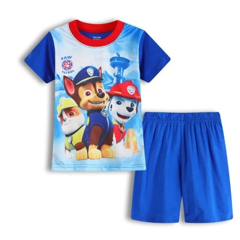 Paw Patrol Kinder Kleidung Set Cartoon Pyjamas Kurzarm T-shirt + Shorts Sommer Kleiden Hund Figurine Anime Chase Marshall Kostüm