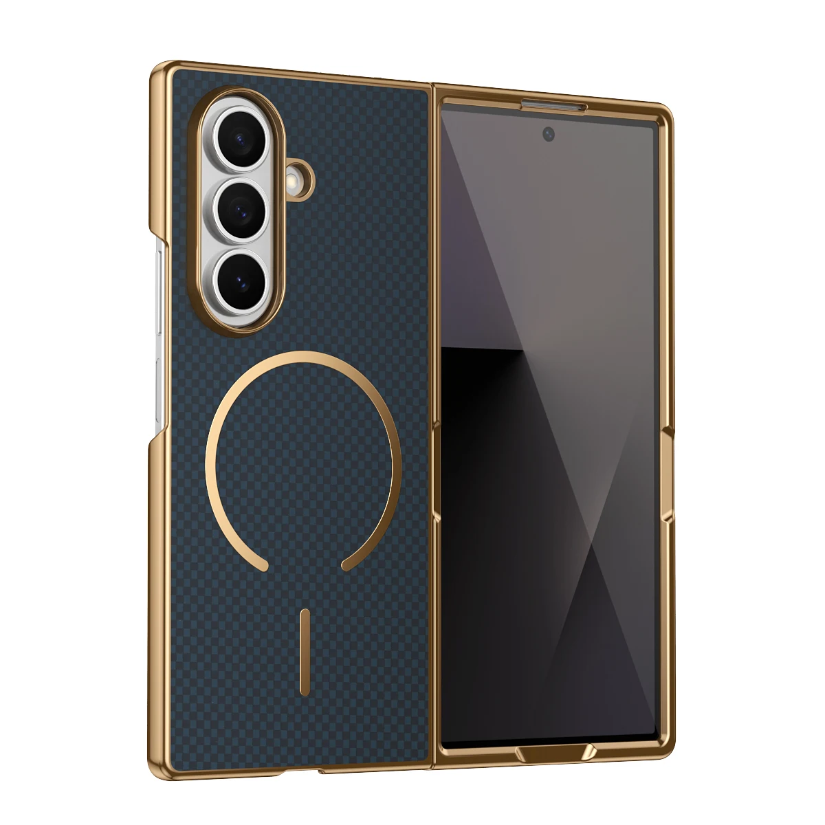 For Galaxy Z Fold 7/6 Plating Kavlar Magnetic Phone Case wit