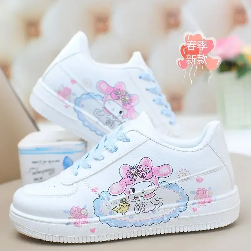 Sanrio hello kitty girls sneakers flat kuromi casual shoes spring and autumn student running shoes cinnamon board shoes