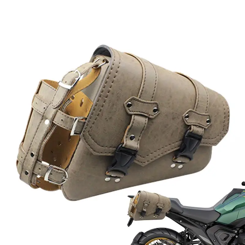 

Motorcycle Luggage Bag Storage Side Motorcycle Pouch Waterproof Leather Motorcycle Side Tool Bag With Bottle Holder For