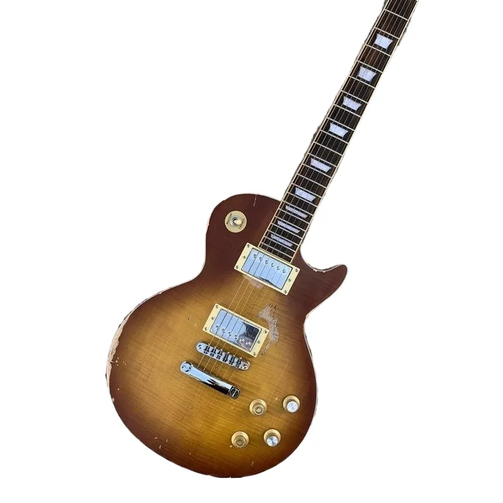 Custom LP electric guitar, chrome hardware, rosewood fingerboard, mahogany wood body and neck relic lp guitar