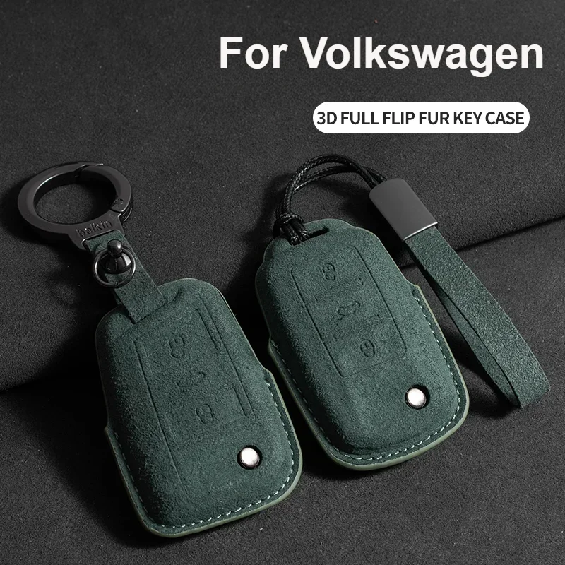 

Suede Car Key Case Cover Fob Keychain For VW Volkswagen Golf 7 MK7 Tiguan MK2 For Ateca Leon FR Ibiza Skoda Octavia Kodiaq