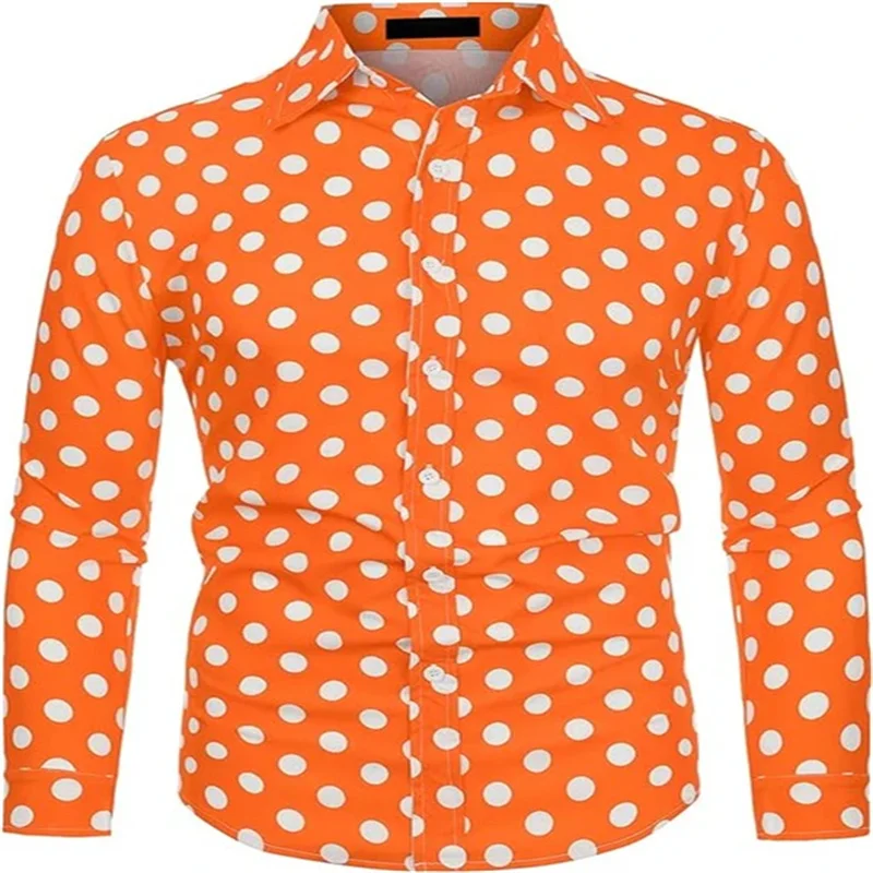 Stylish Men's Shirts in 10 Colors Polka Dot Long Sleeve Slim Fit Shirt Printed Lapel Button Long Sleeve Shirt Clothing Designer