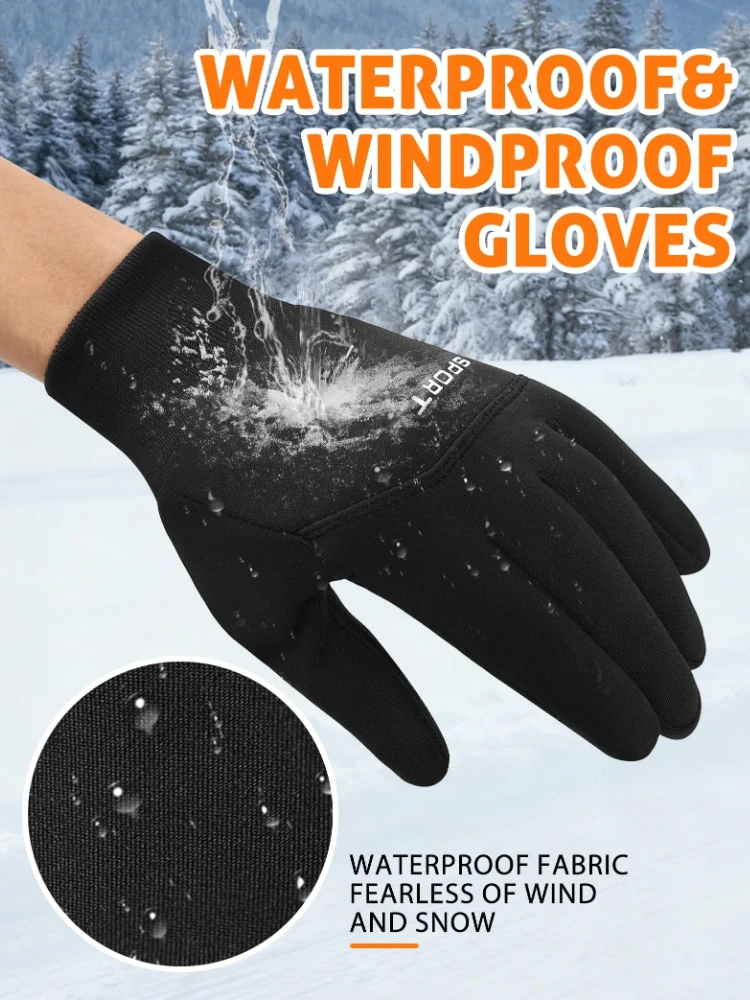 

Winter Warm Touch Screen Gloves Winter Waterproof Non-slip Motorbike Riding Gloves Outdoor Supplies for Fishing Ski Running