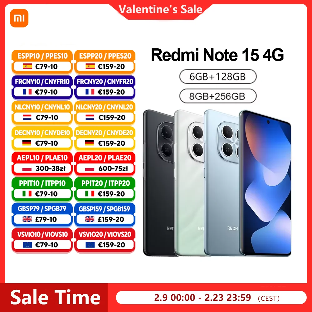 Xiaomi Redmi Note 15 4G Smartphone NFC MediaTek Helio G100-Ultra Pantalla de 6.77" 120Hz Cámara de 108MP Carga de 33W Batería de 6000mAh