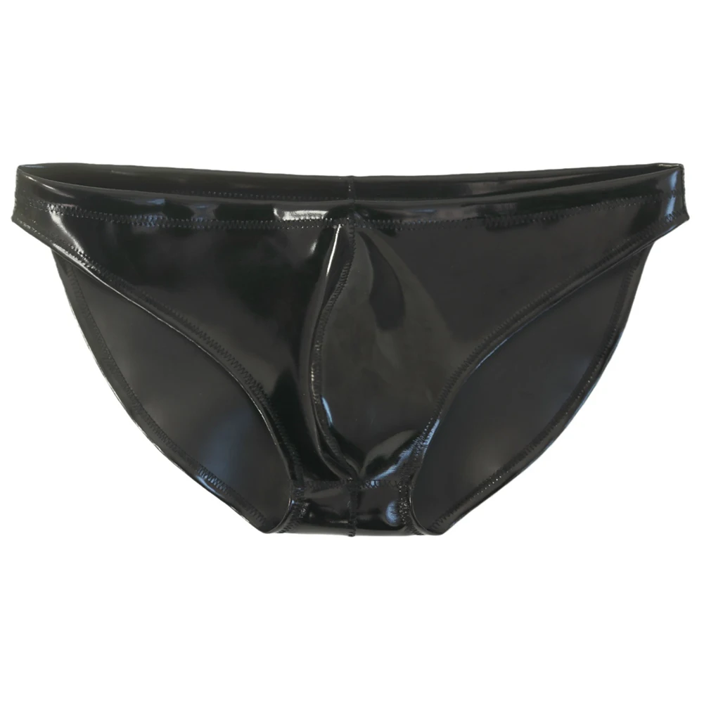 Men Sexy Cloth Latex Glossy Briefs Hip Wrap Bikini U Pouch Thongs Gay Sissy Tight Underwear Oily Shiny Panties Men's Underpants