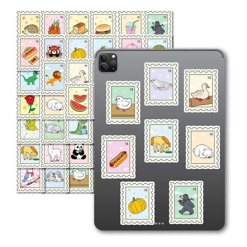 56 ชิ้นการ์ตูนแสตมป์ส่วนบุคคลสร้างสรรค์เส้นขยุกขยิกสติกเกอร์ตกแต่ง