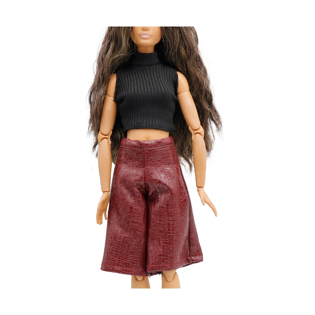 29cm doll 4 Colors Casual Outfits for Barbie Doll Mock Neck Tank Top with Faux Leather Shorts Pants Dolls Accessories