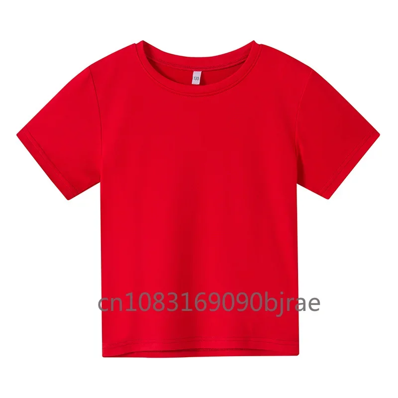 Solid Color T-shirt Summer Leisure Children\'s Short Sleeve Round Neck Cotton Breathable Boys Girl Age 3-12 T-shirt  Tops