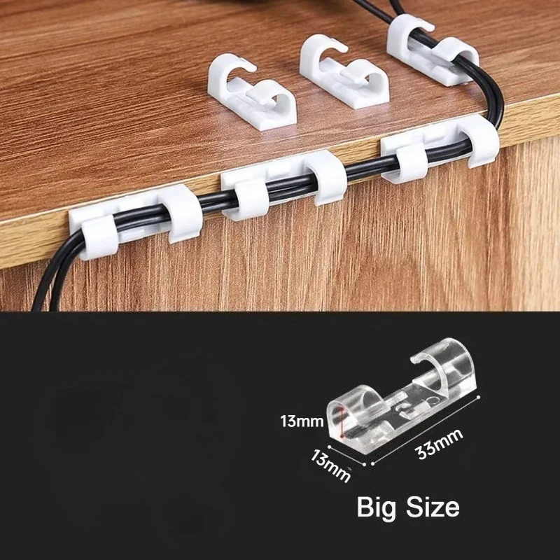 20/40/60pcs Cable Organizer Clips Wire Winder Holder Protector USB Cable Management Adhesive Hooks Desk Clamp For Home Office