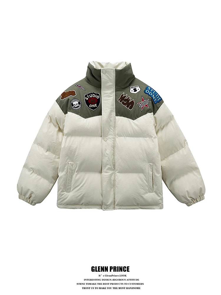 

GPstudio American Vibe High Street Color Blo Collar Thiened Cotton Jaet Men's Winter Youth Polyester Fiber Long Sve ...