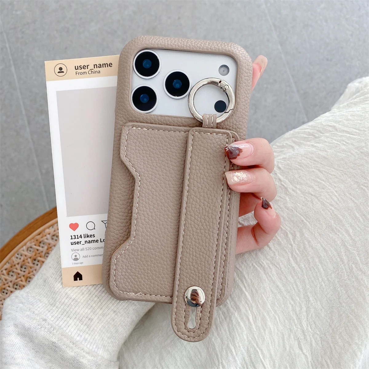 Handgelenkschlaufe-Ring-Anti-Drop-Telefonhülle für iPhone 17 Air 16 15 14 Plus 13 12 11 Pro Max X XS XR 7 8 Wallet Card Slot Pocket Cover