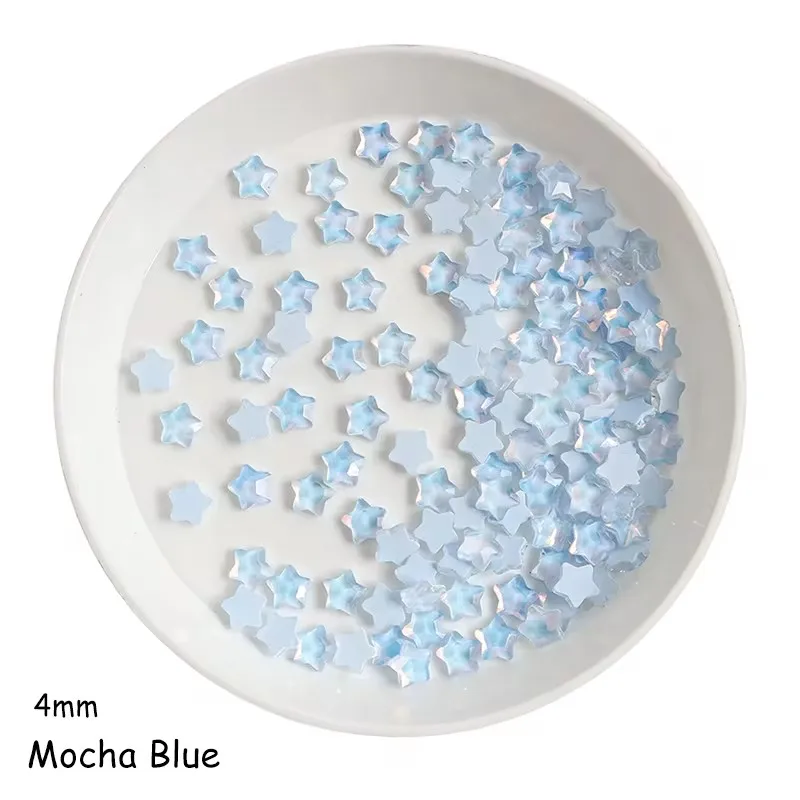 100PCS Cute Mini Mocha Color Star 4MM Flat Back Glass Crystal Nail Art Rhinestone DIY Manicure Decoration Stone